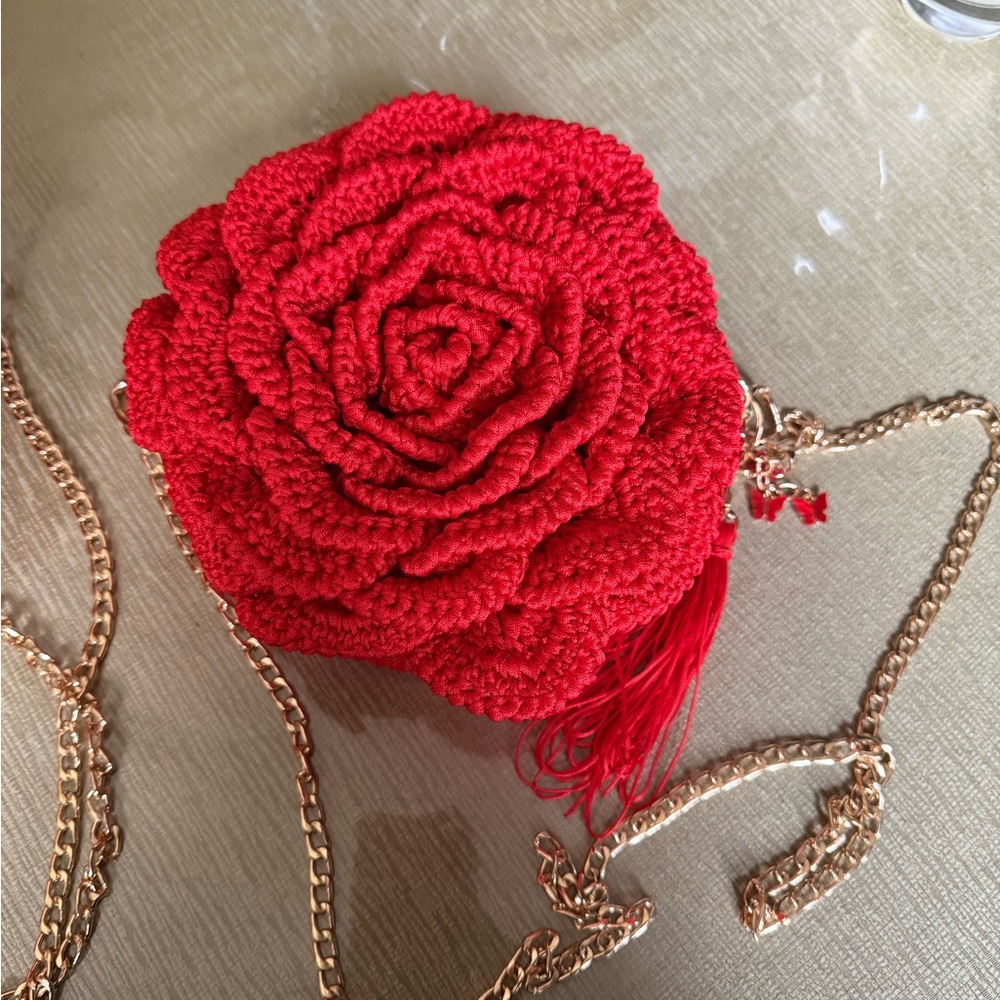 Red Crochet Floral Crossbody Bag - Unbranded - Picture 4 of 5